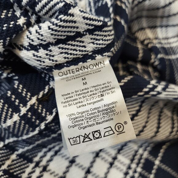 Outerknown Blanket Shirt Organic Cotton Navy Blue White Plaid Men's Size M - Picture 5 of 5